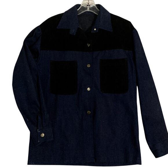 Custom Womens Denim Roughrider Pant Suit Large Jacket 28X30 Dark Wash Suede Trim - Picture 2 of 11